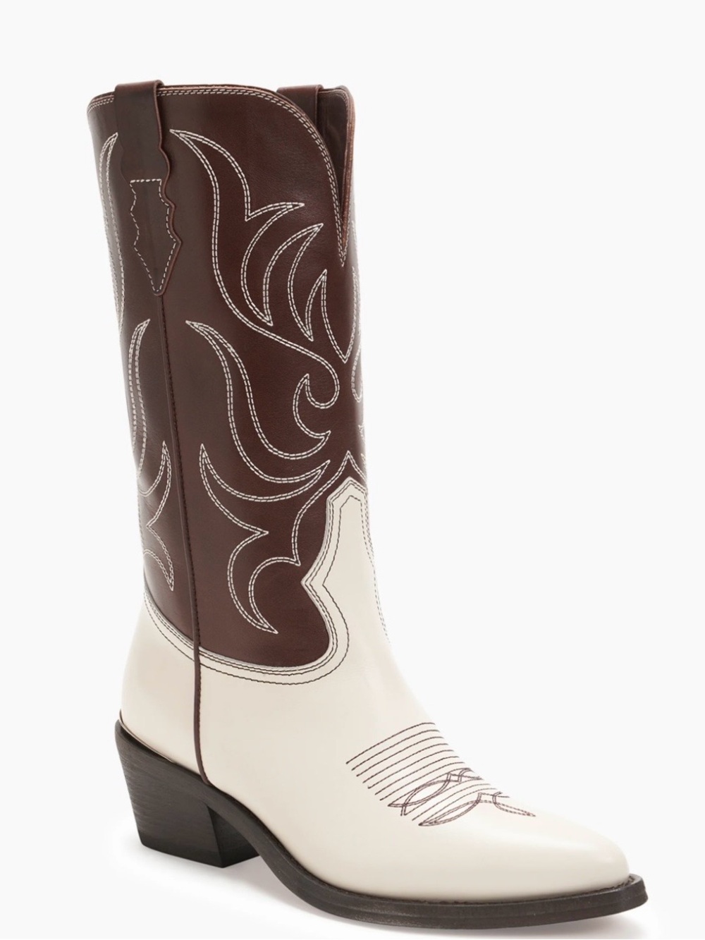 Partlow Rowan Cowboy Boot in Two Tone Brown and White - Picture 3 of 11